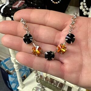 Swarovski Black and Orange Crystal Necklace
